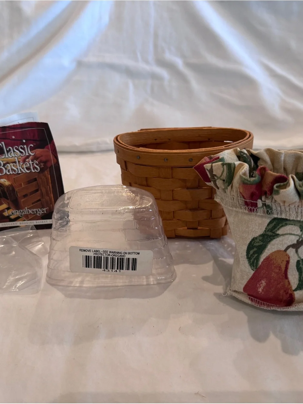 Longaberger Oregano Booking Basket w/ Liner & Protector 2003 Handwoven USA